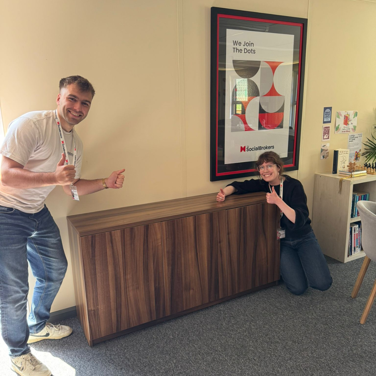 Volunteers with donated side board