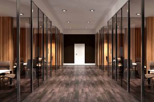 Image of glass Crown Workspace with door at the end website